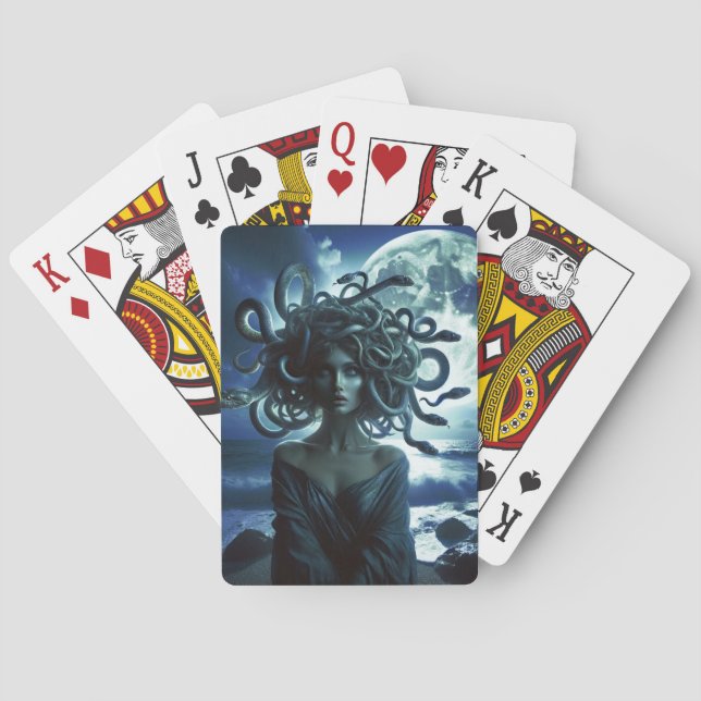Ung vacker Medusa av månen och havet Casinokort (Baksidan)