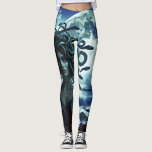 Ung vacker Medusa av månen och havet Leggings