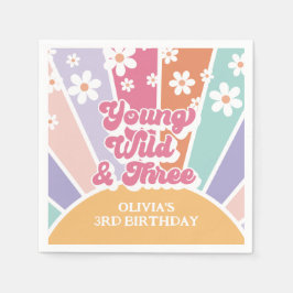 Ung vild 3 Daisy för Retro Sunshine Rainbow Pappersservett