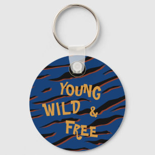 Ung Vild fri citattecken Tiger Rand marin Blue Nyckelring