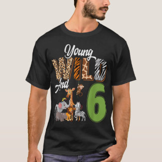 Ung Vild Och 6 År Gammal 6-års Födelsedags Safari T Shirt