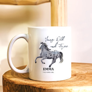 Ung vild och gratis galloping Appaloosa-anpassning Kaffemugg
