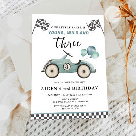 Ung Vild och tre boys Tävling bilfödelsedag Inbjudningar