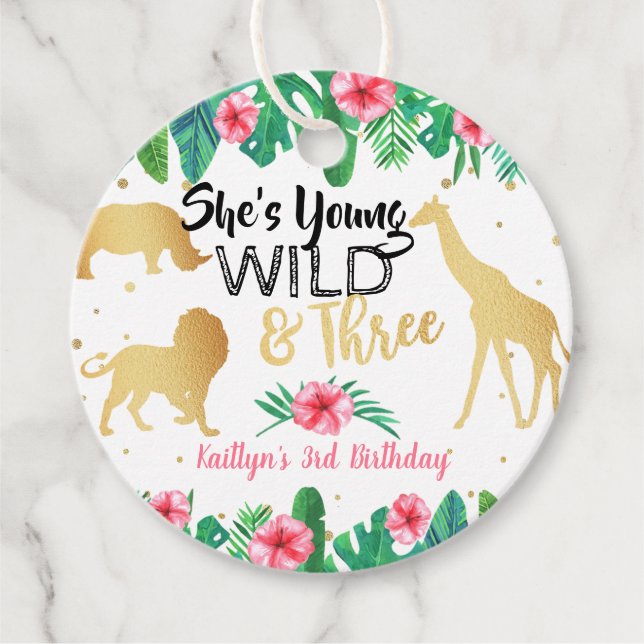 Ung Vild och tre flickor, tredje födelsedag Gåvor Etiketter (Framsida)