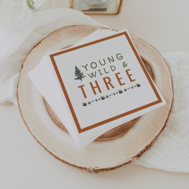 Ung Vild och tre Födelsedagsfest Napkins Pappersservett (Skapare uppladdad)