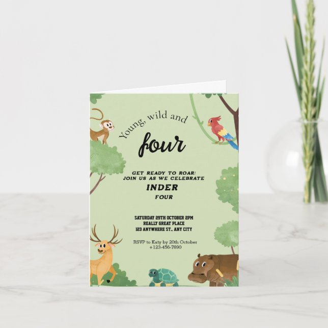 ung vild och tre  inbjudan (Framsida)