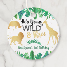 Ung Vild och tre pojkar Tredje födelsedagen Gåvor Etiketter