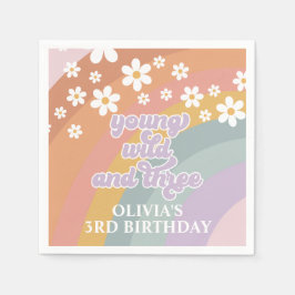 Ung Vild och tre Retro Rainbow Napkins Pappersservett