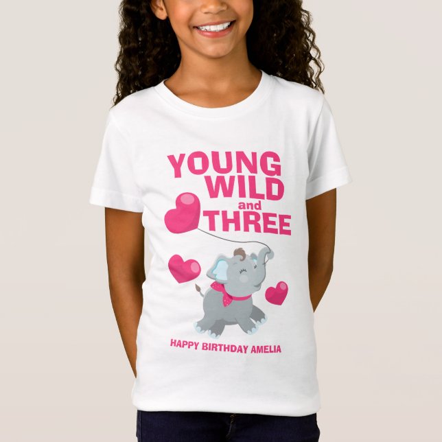 Ung Vild och tre Rosor 3:e födelsedagen T Shirt (Framsida)