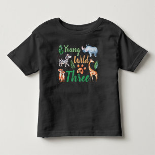 Ung Vild och tre Safari-djur 3:e födelsedagen T Shirt