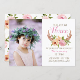 Ung vild och tre skogsfödelsedag inbjudan