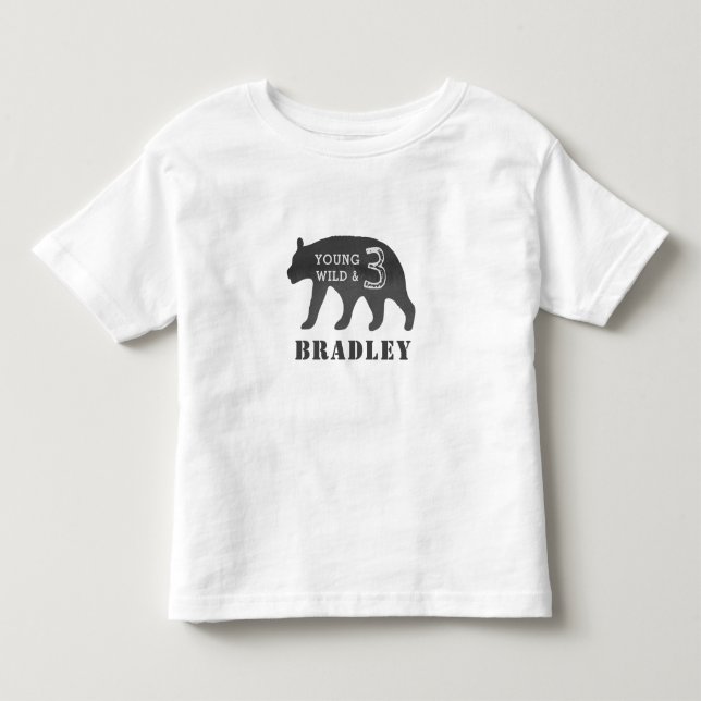 Ung Vild och tre vattenfärgers födelsedag T Shirt (Framsida)