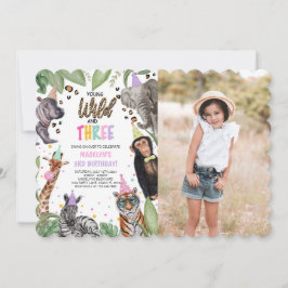 Ung Vild och Tree Safari 3rd Birthday Photo Inbjudningar