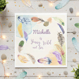 Ung Vild och vattenfärg Boho Feathers Pappersservett