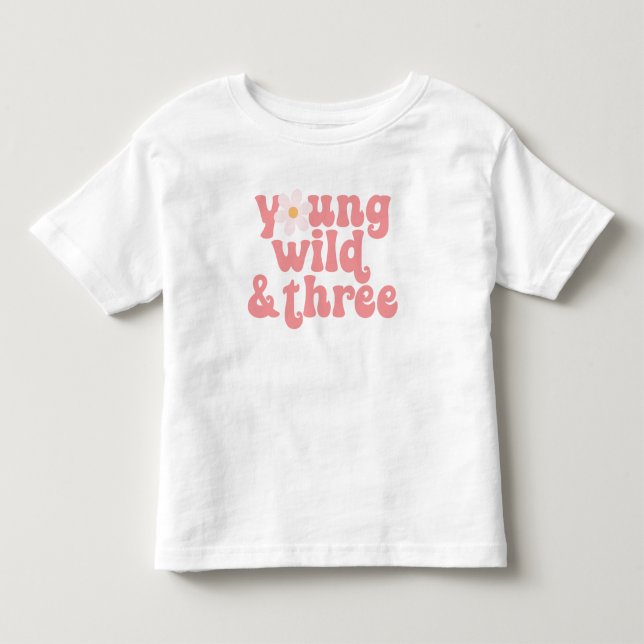 Ung vild tre D Daisy 3-årsdag T Shirt (Framsida)