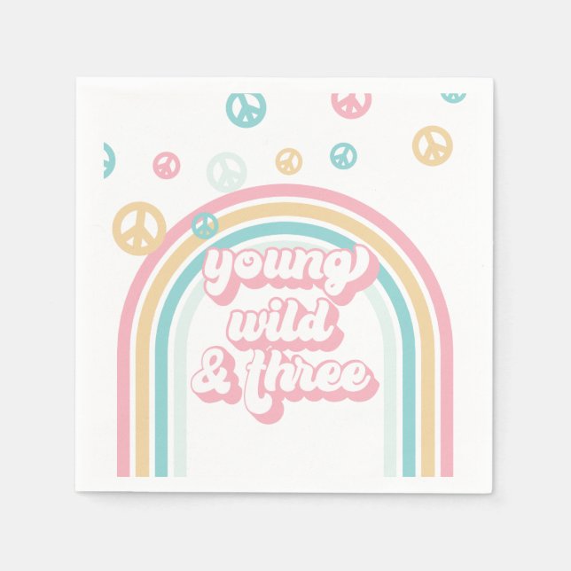 Ung Vild tre Retro Summer Rainbow Pappersservett (Framsidan)