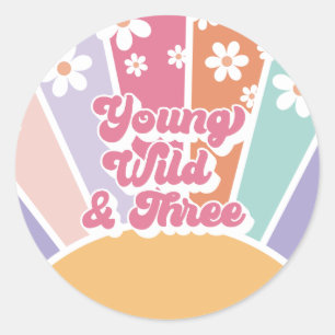 Ung Vild Tre Retro Sunshine Rainbow Daisy Runt Klistermärke