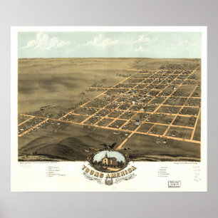 Unga Amerika Illinois 1869 antika panorama- karta Poster