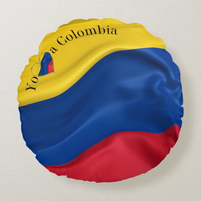 Unga Amo A Colombia Flagga Rund Kudde (Framsidan)
