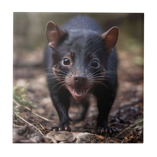 Unga australiska Tasmanian Djävulen. Kakelplatta (Framsidan)