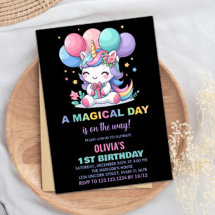 Unga Ballons Unicorn Birthday-inbjudningar Inbjudningar