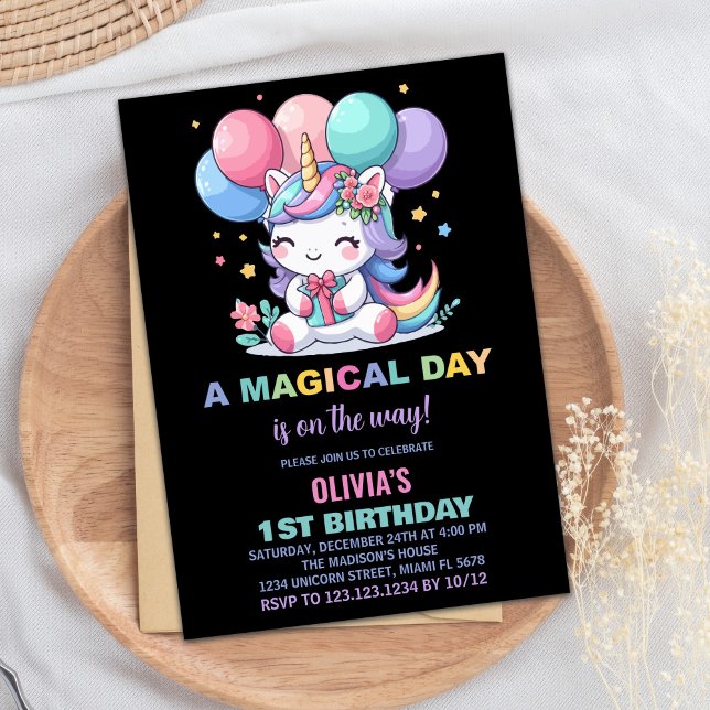 Unga Ballons Unicorn Birthday-inbjudningar Inbjudningar (Little Balloons Unicorn Birthday Invitations)