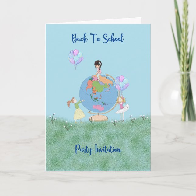 Unga barn i back to school Party Inbjudan (Framsida)