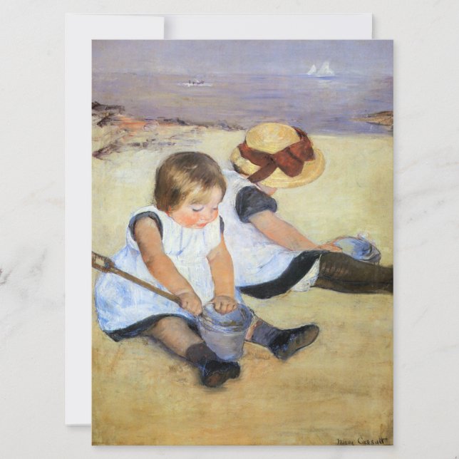 Unga barn som spelar på stranden (Mary Cassatt) Kort (Framsida)