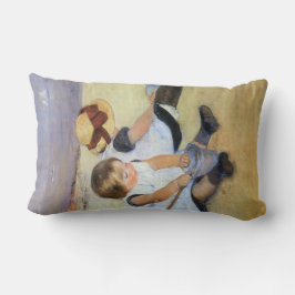 Unga barn som spelar på stranden (Mary Cassatt) Lumbarkudde