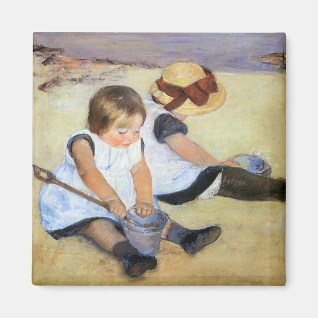 Unga barn som spelar på stranden (Mary Cassatt) Magnet (Framsidan)