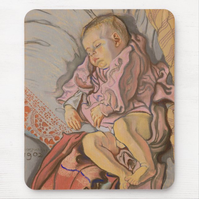 Unga barn sover på en Pillow Musmatta (Framsidan)