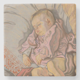 Unga barn sover på en Pillow Stenunderlägg