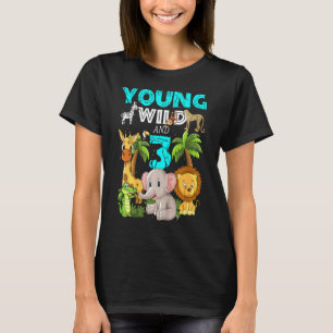 Unga barn Vild och 3:a födelsedagen Safari Zoo Ani T Shirt