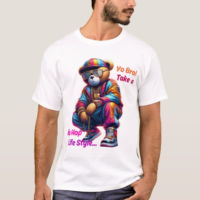 "Unga Bro!" Ta en hipHop-livsstil - Bear Rap Stil T Shirt (Framsida)