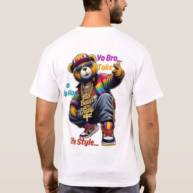 "Unga Bro!" Upplev HipHop-livsstilen - Bear Rap T Shirt (Baksida)