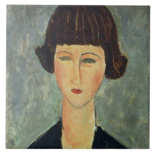 Unga Brunett, 1917 (olja på kanfas) Kakelplatta