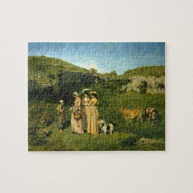 Unga Dam i byn av Gustave Courbet Pussel (Horisontell)