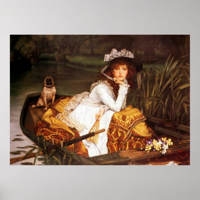 Unga Dam i en boat ~ James Tissot ~ Fine Art Poster (Framsidan)