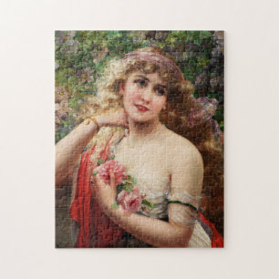 Unga Dam med Rosor av Emile Vernon Pussel