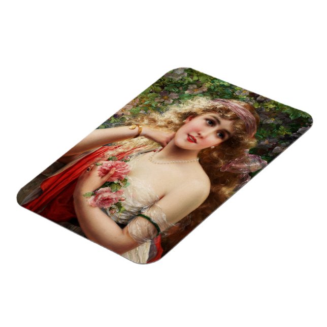 Unga damen med rosor magnet (Vänstra Sidan)