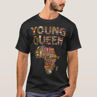Unga drottning Svart historia Afroamerikansk Kente T Shirt