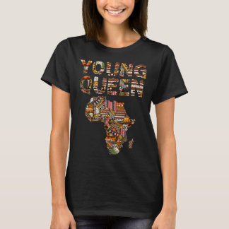 Unga drottning Svart historia Afroamerikansk Kente T Shirt