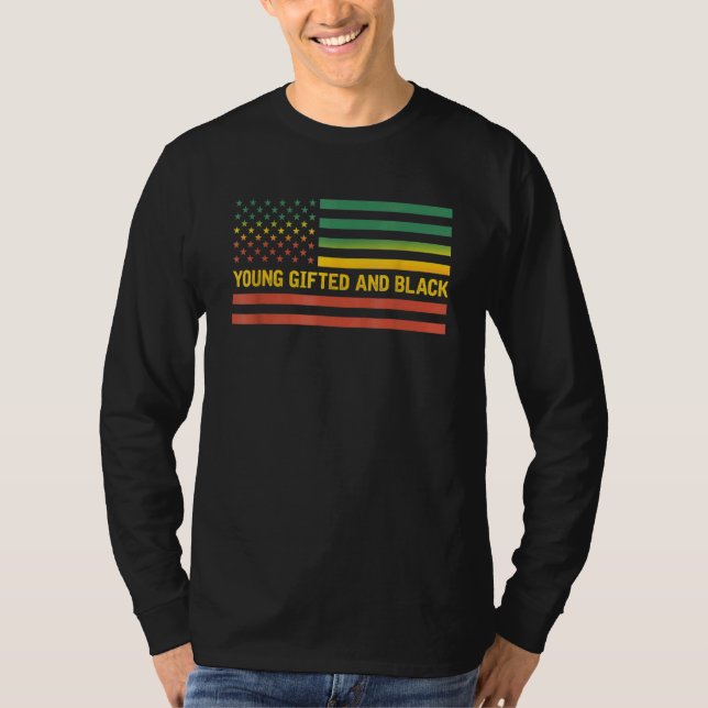 Unga Ed and Black History USA USA Flagga African A T Shirt (Framsida)