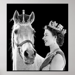 Unga Elizabeth II krönar henne hästen Poster