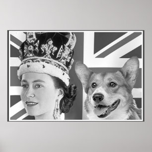 Unga Elizabeth II och henne Corgi Poster