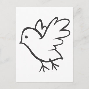 Unga fåglar som flyger i Black and White Sketch Vykort