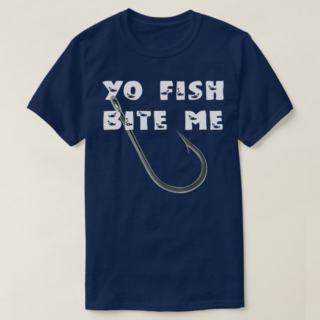 Unga Fish Bita Me Roligt Fishing T Shirt (Design framsida)