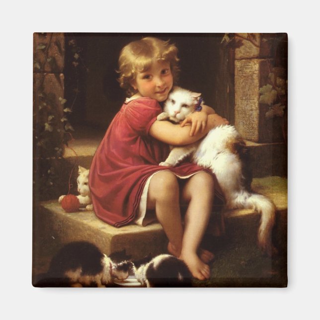 Unga flickans favoritkatt (Perrault) Magnet (Framsidan)