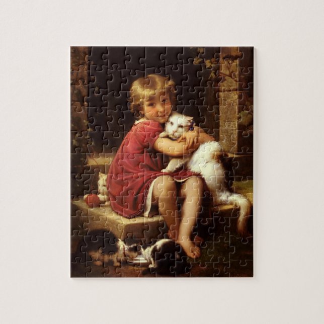 Unga flickans favoritkatt (Perrault) Pussel (Vertikal)