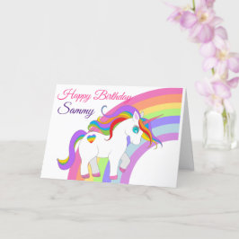 Unga flickans födelsedag Unicorn Personalize Namn Kort
